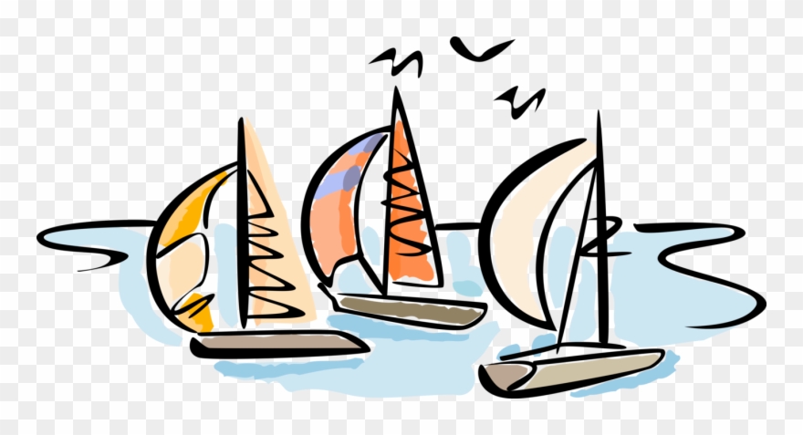 Under Sail On Sunny Day Image Illustration Clipart