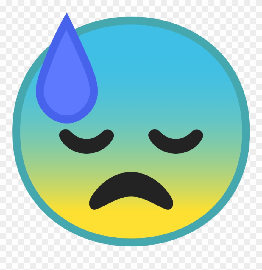 Downcast Face With Sweat Icon - Emoji Clipart