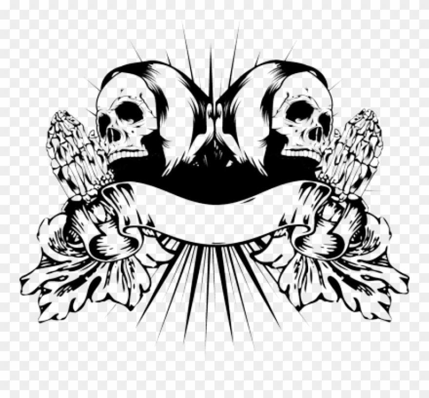 Free Png Download Praying Skull Hands Tattoo Png Images - Skeleton Praying Hands Vector Clipart