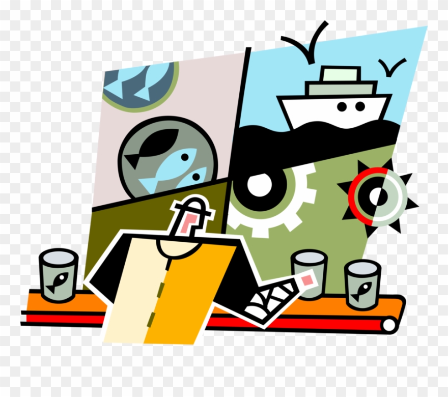 Vector Illustration Of Commercial Fishing Fish Catch Clipart