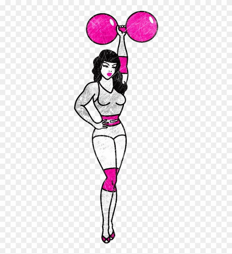Gentlemen Beware - Pin Up Fitness With Dumbbells Clipart