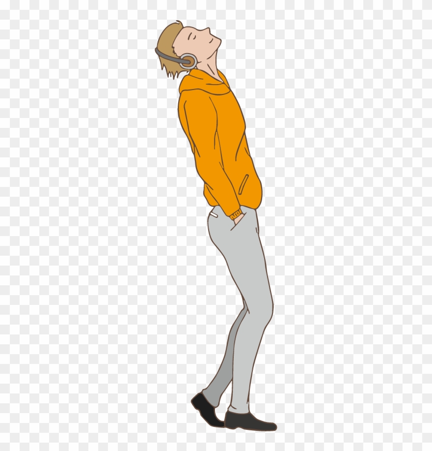 A Man Listens To Music With Headphones - Illustration Clipart