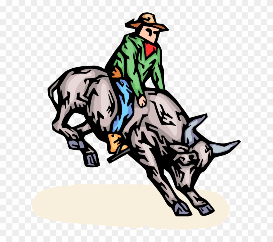 Vector Cowboy Bull Riding - Rodeo Clipart