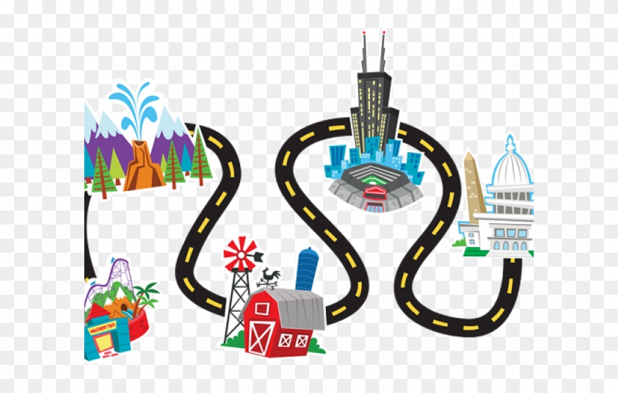 Summer Clipart Road Trip - Road Map Clipart - Png Download