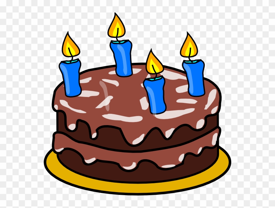 Birthday Cake Four Candles Clip Art - Birthday Cake Clip Art - Png Download