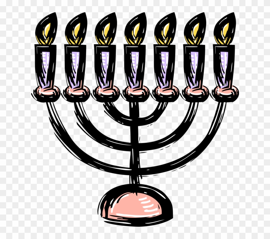 Vector Illustration Of Jewish Chanukah Hanukkah Menorah - Icon Clipart