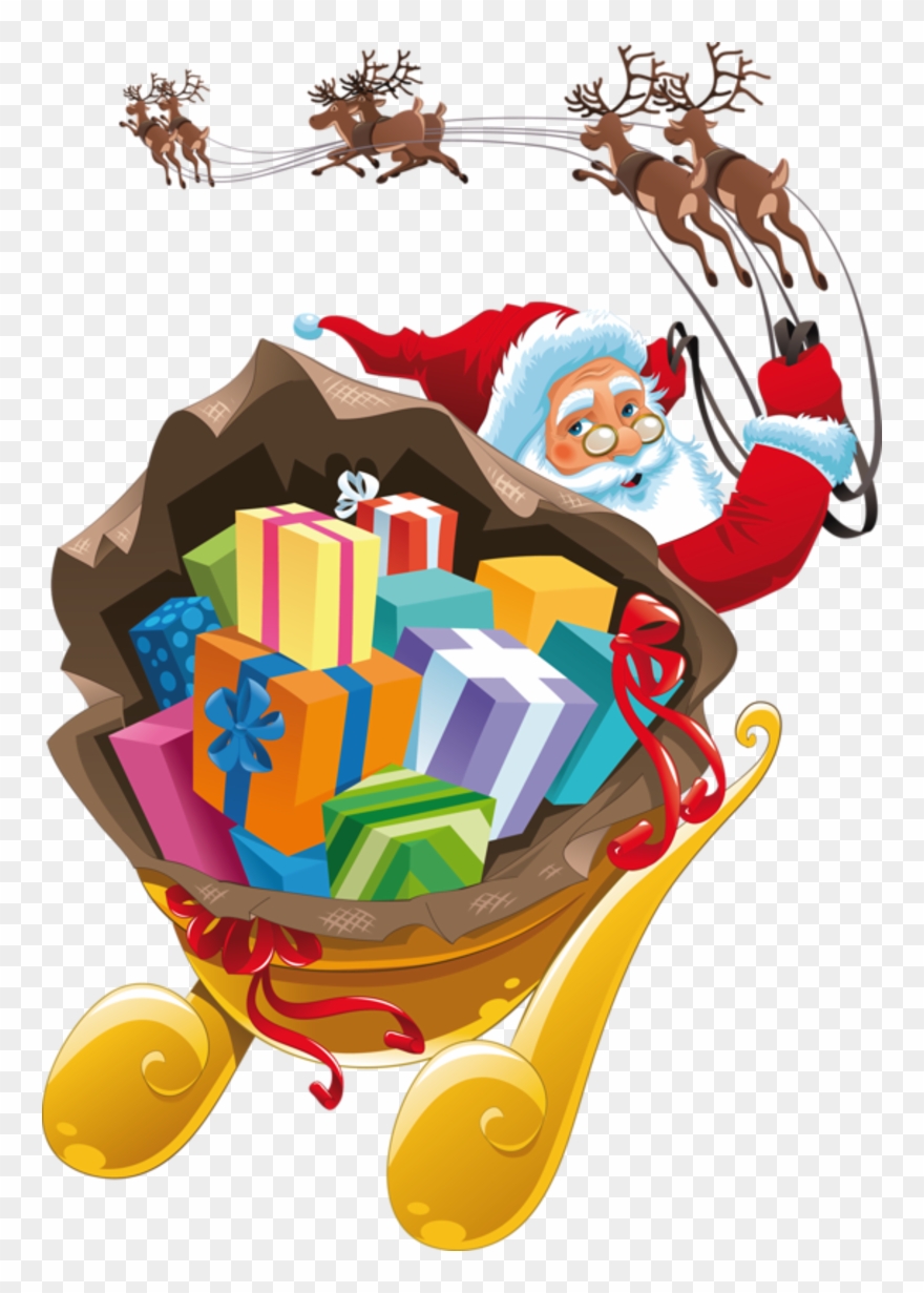 Transparent Santa Claus With Sled Gallery Yopriceville - Santa Claus Sled Png Clipart