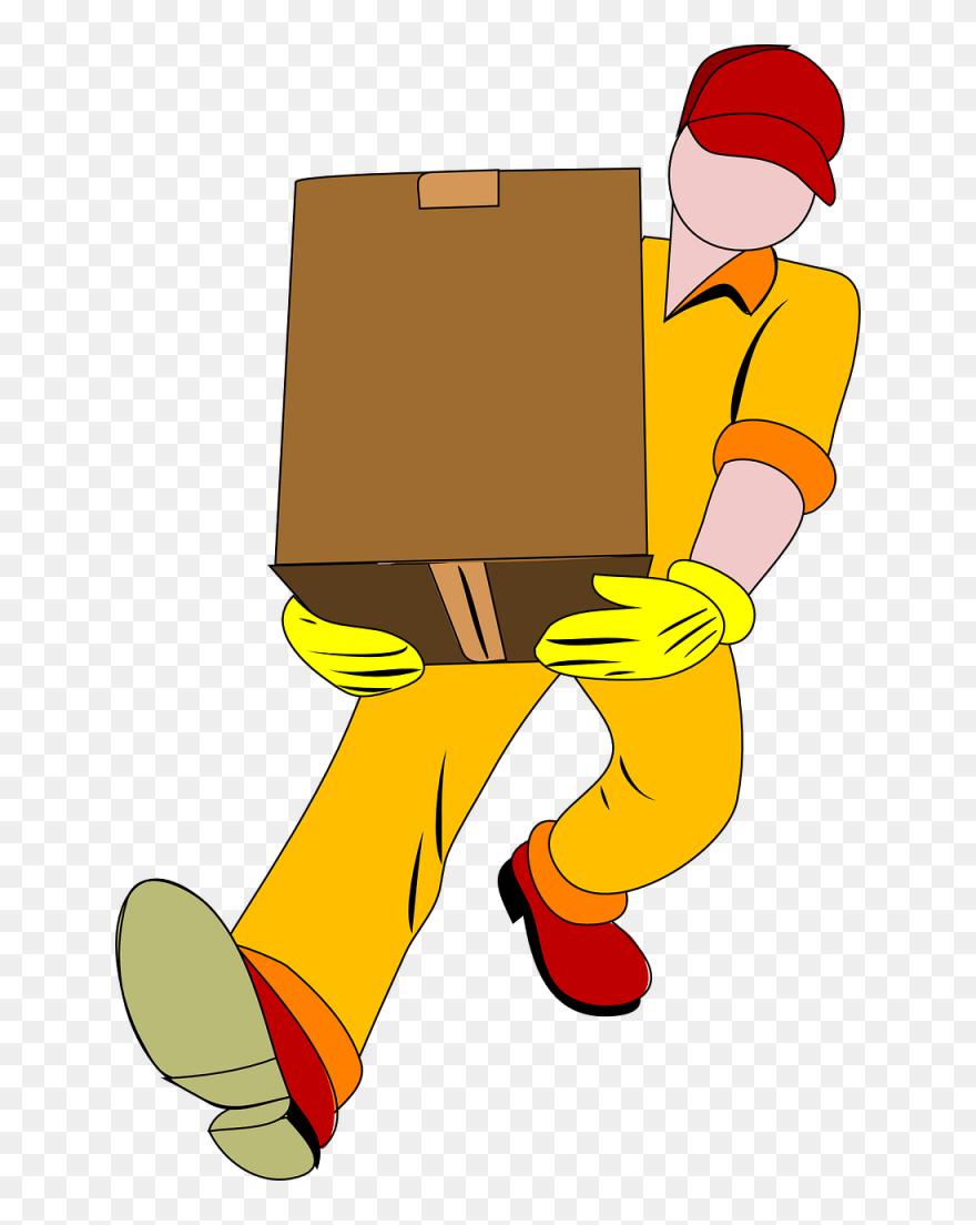 Man Carrying Box Moving Smaller Cardboard - Homem Carregando Caixa Desenho Clipart