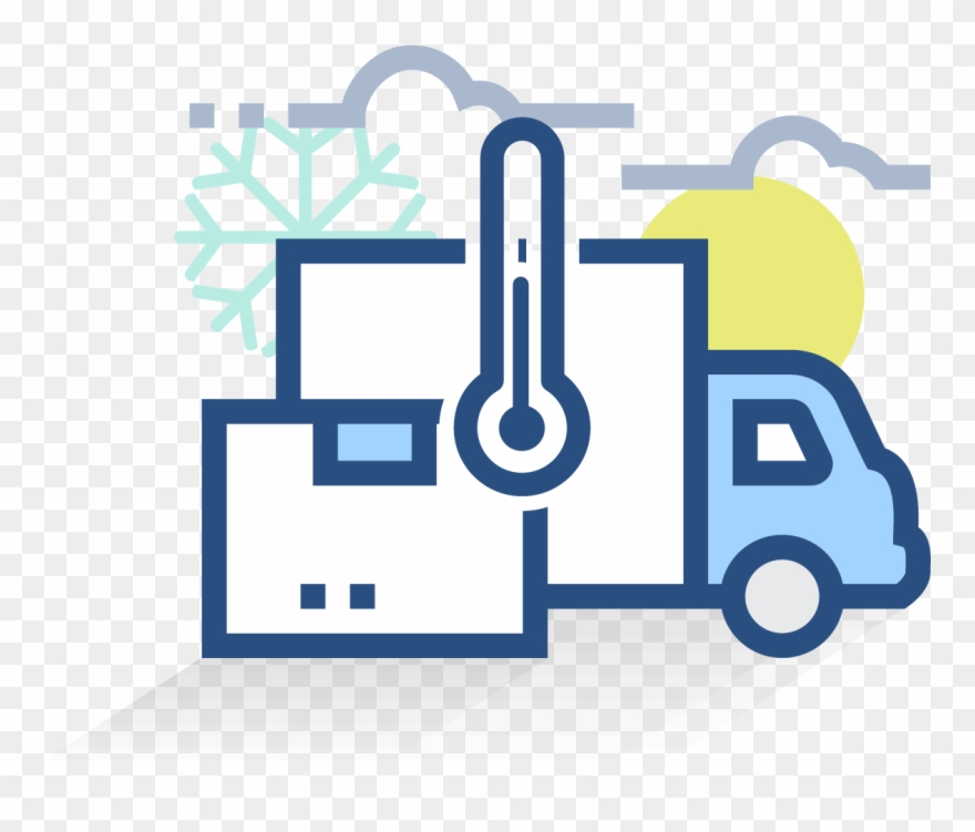Two Semi Tractors Coming Head-on, Moving Side By Side - Cold Chain Logistics Icon Clipart