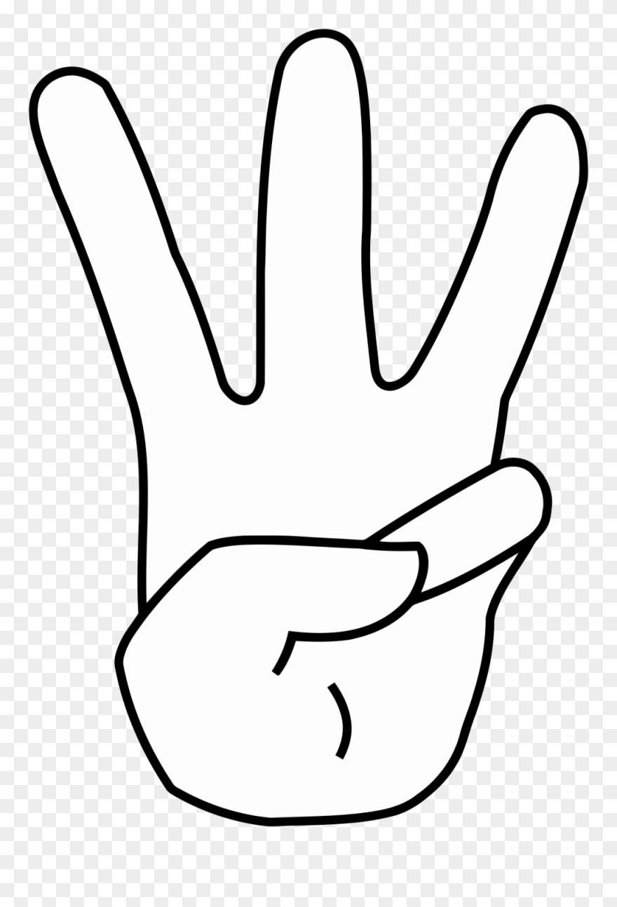 Anime Clipart - Three Fingers Black And White Clipart - Png Download