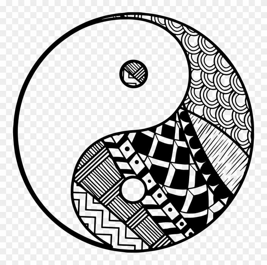 Medium Image - Ying Yang Line Art Clipart