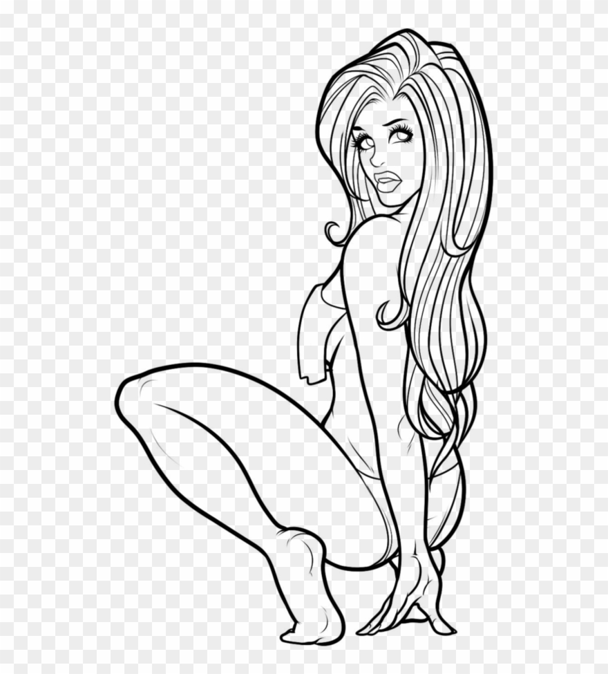 Download Black And White Stock Clipart Art Free On - Line Art Sexy Girl - Png Download