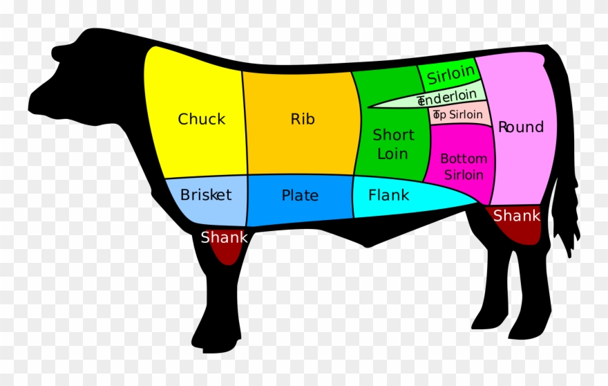 Beef Vector Cut Picture Transparent - Cuts Of Beef Clipart