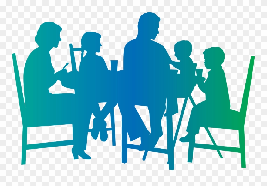 Family Around Dinner Table Clip Art - Family Dinner Table Silhouette - Png Download