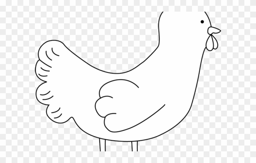 Chicken Clipart Tail - Chicken Clipart Cute Black And White - Png Download