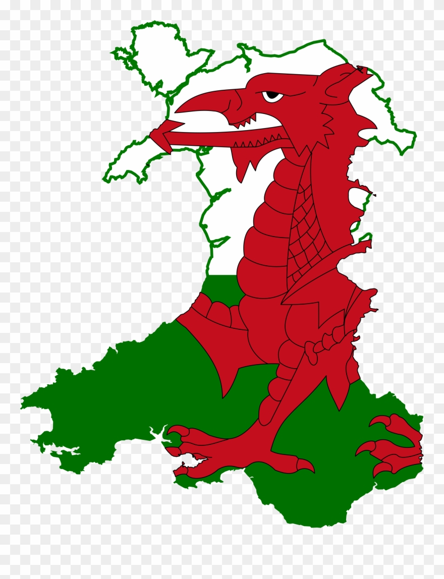 Open - Flag Map Of Wales Clipart