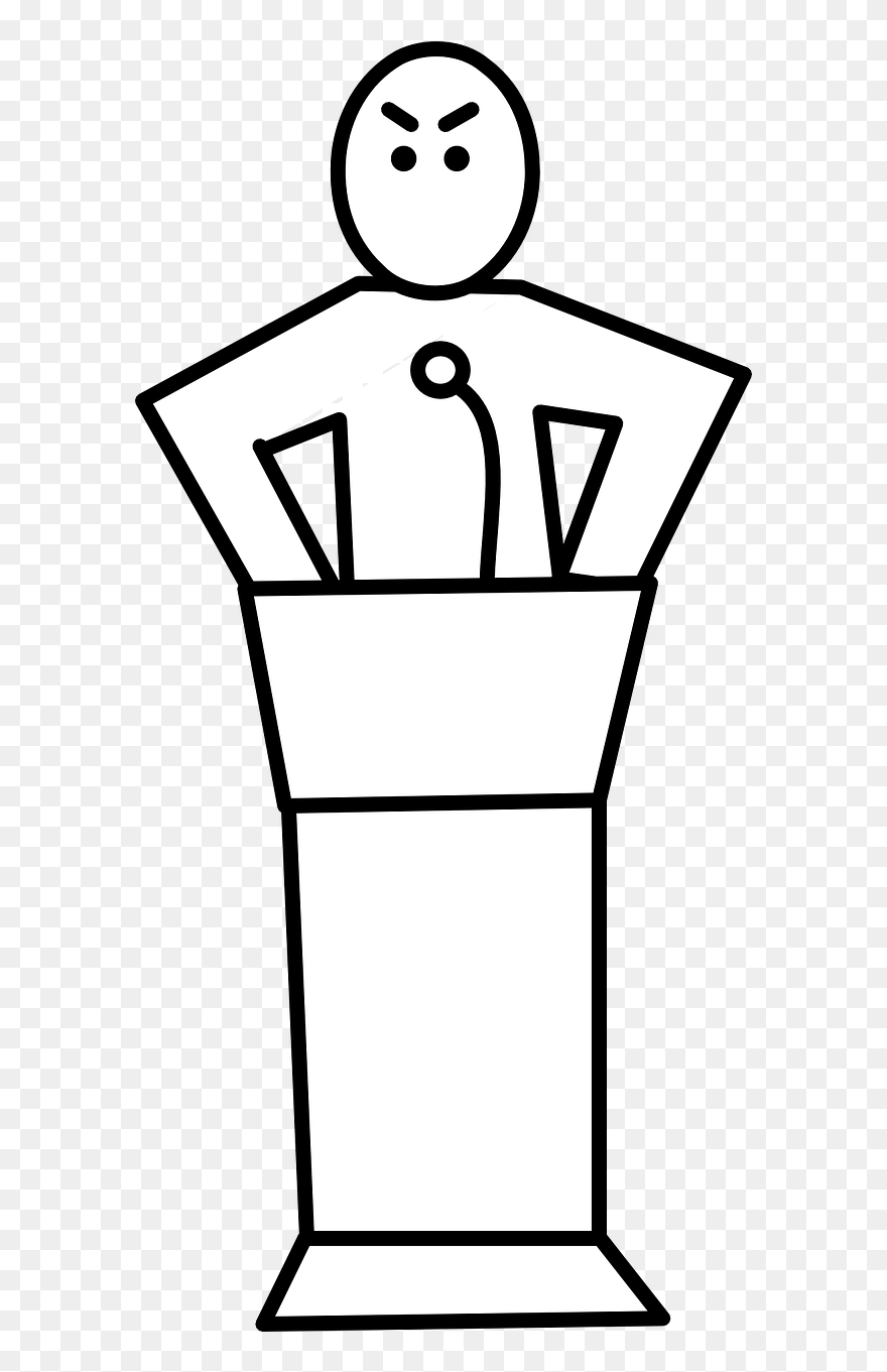 Graphic Black And White Library Free Photos S Microphone - Line Drawing Of Podium Clipart