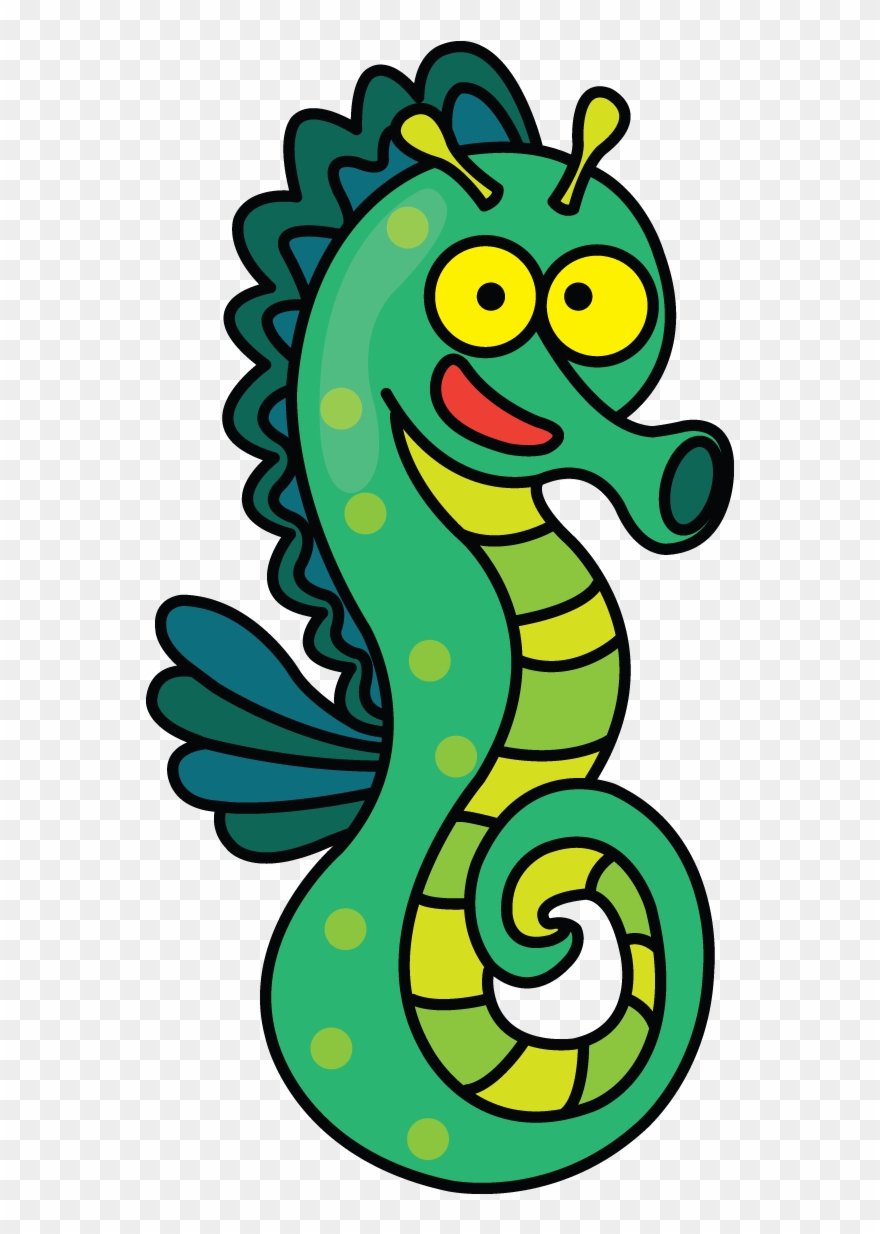 Drawing Seahorse Transparent Background Clipart Black - Draw To Water And Sea Animals - Png Download