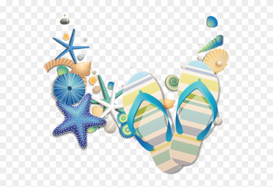 Tongs Underwater Theme Party, Beach Silhouette, Beach - Pretty Flip Flop Beach 1 Pillow Case Clipart