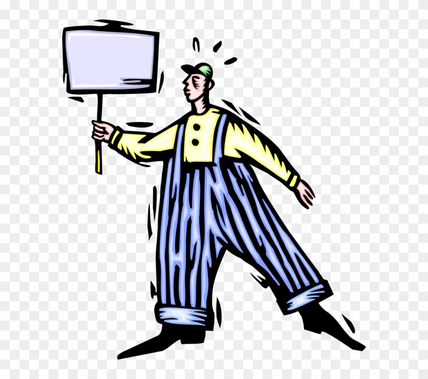 Vector Illustration Of Adolescent Holding Sign Has - Cartoon Clipart