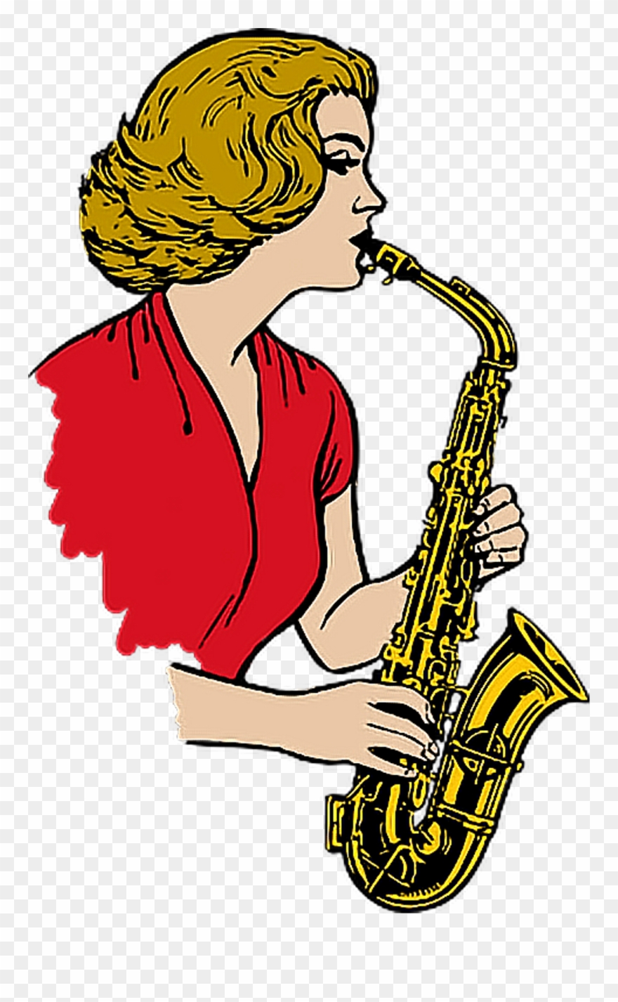 Scsaxophone Sticker - Saxophone Drawing Clipart