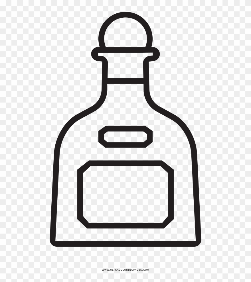 Tequila Bottle Coloring Page - Tequila Clipart - Png Download