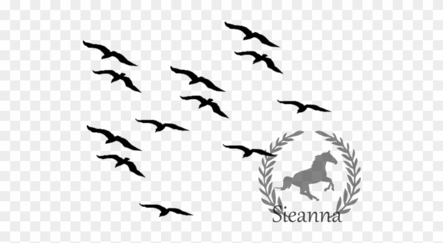 Flock Of Birds Clipart Flying - Flying Black Birds Transparent - Png Download