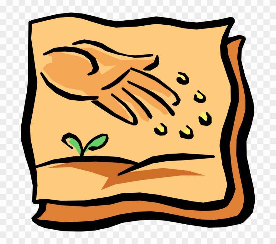 Vector Illustration Of Hand Planting Seeds - 4 Ways In Which Seeds Are Dispersed Clipart