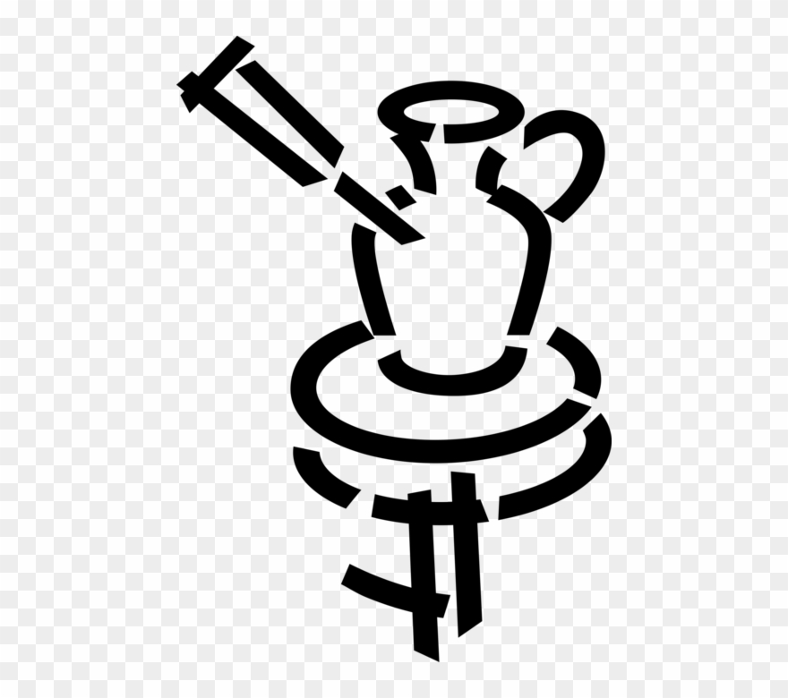 Vector Illustration Of Pottery Potter's Wheel For Shaping Clipart