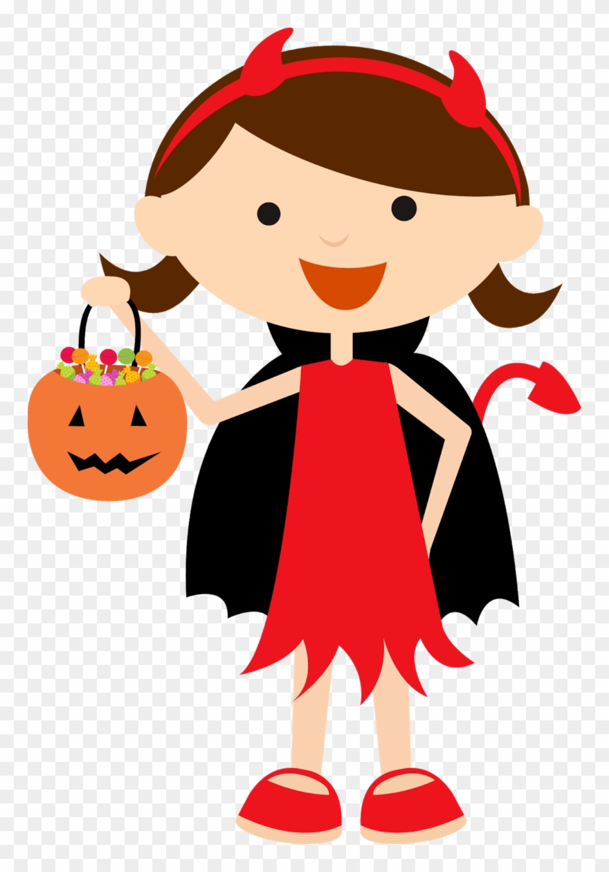 Trick Or Treat Sign - Cute Halloween Girl Clipart - Png Download