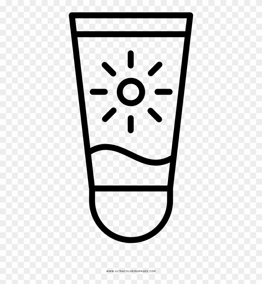 Sunblock Coloring Page - Bloqueador Solar Para Dibujar Clipart