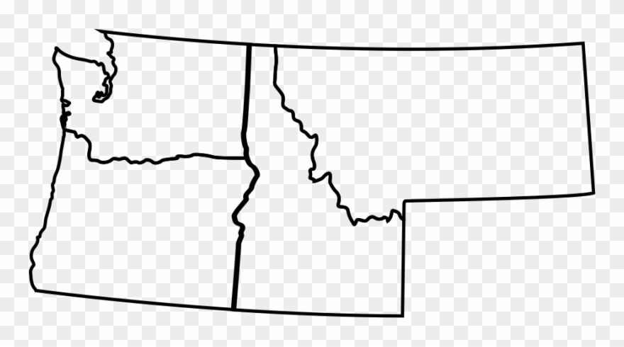 Montana, Idaho, Washington And Oregon - Line Art Clipart