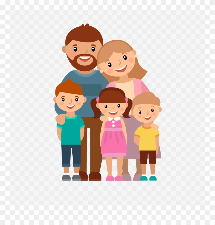 Cartoon Family Of Five Clipart