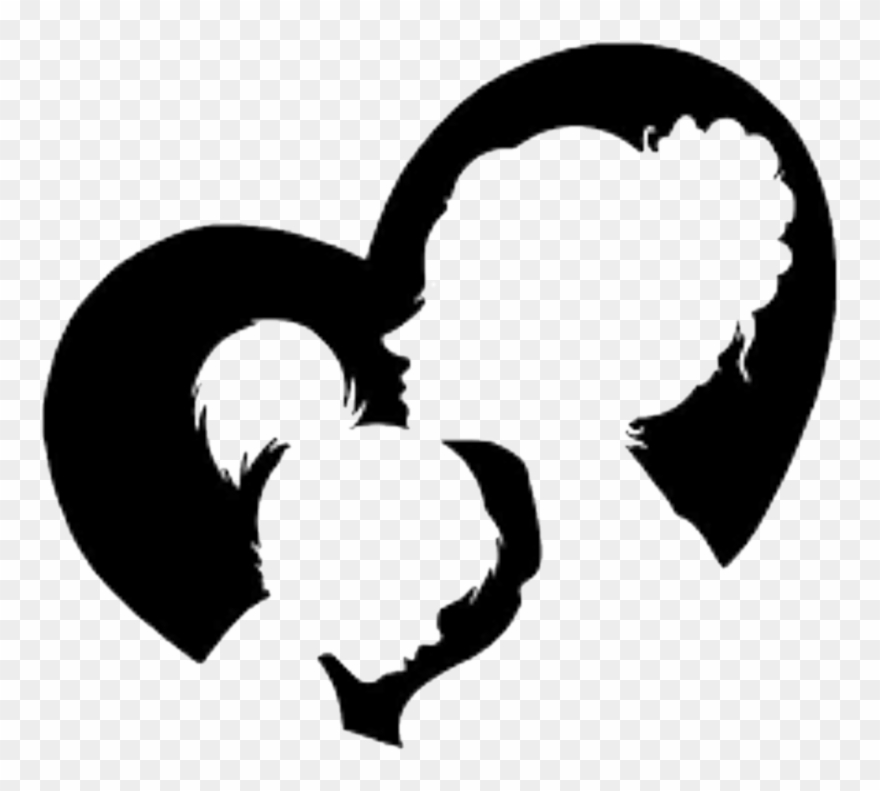 Mom - Mother And Daughter Silhouette Clipart