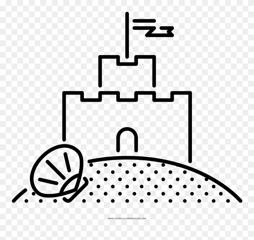 Sand Castle Coloring Page - Line Art Clipart