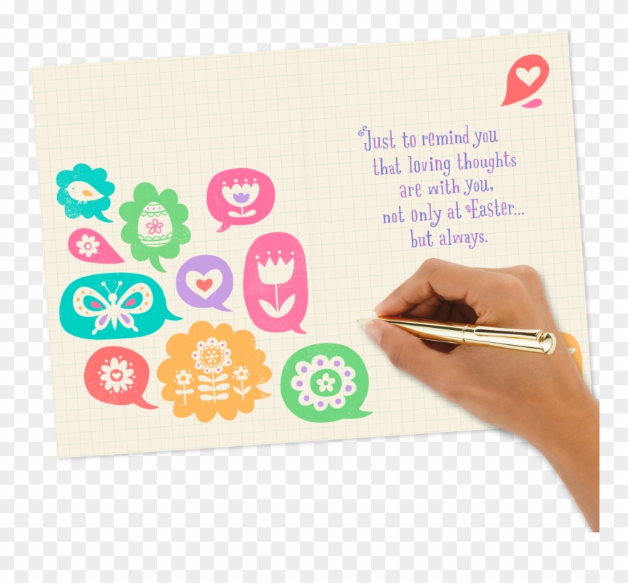 Spring Thought And Word Bubbles Easter Card - Paper Clipart