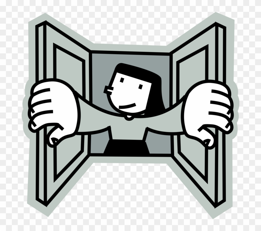 Vector Illustration Of Woman Opens Window Opening In Clipart