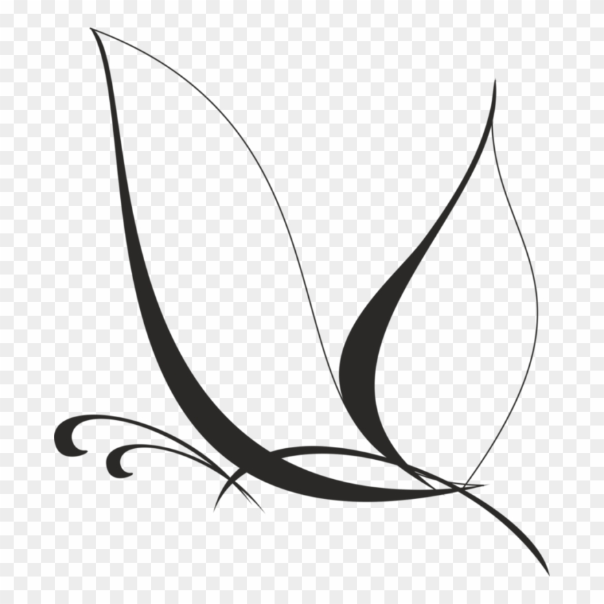 See Here Butterfly Clipart Black And White Outline - Butterfly Vector Lines Png Transparent Png