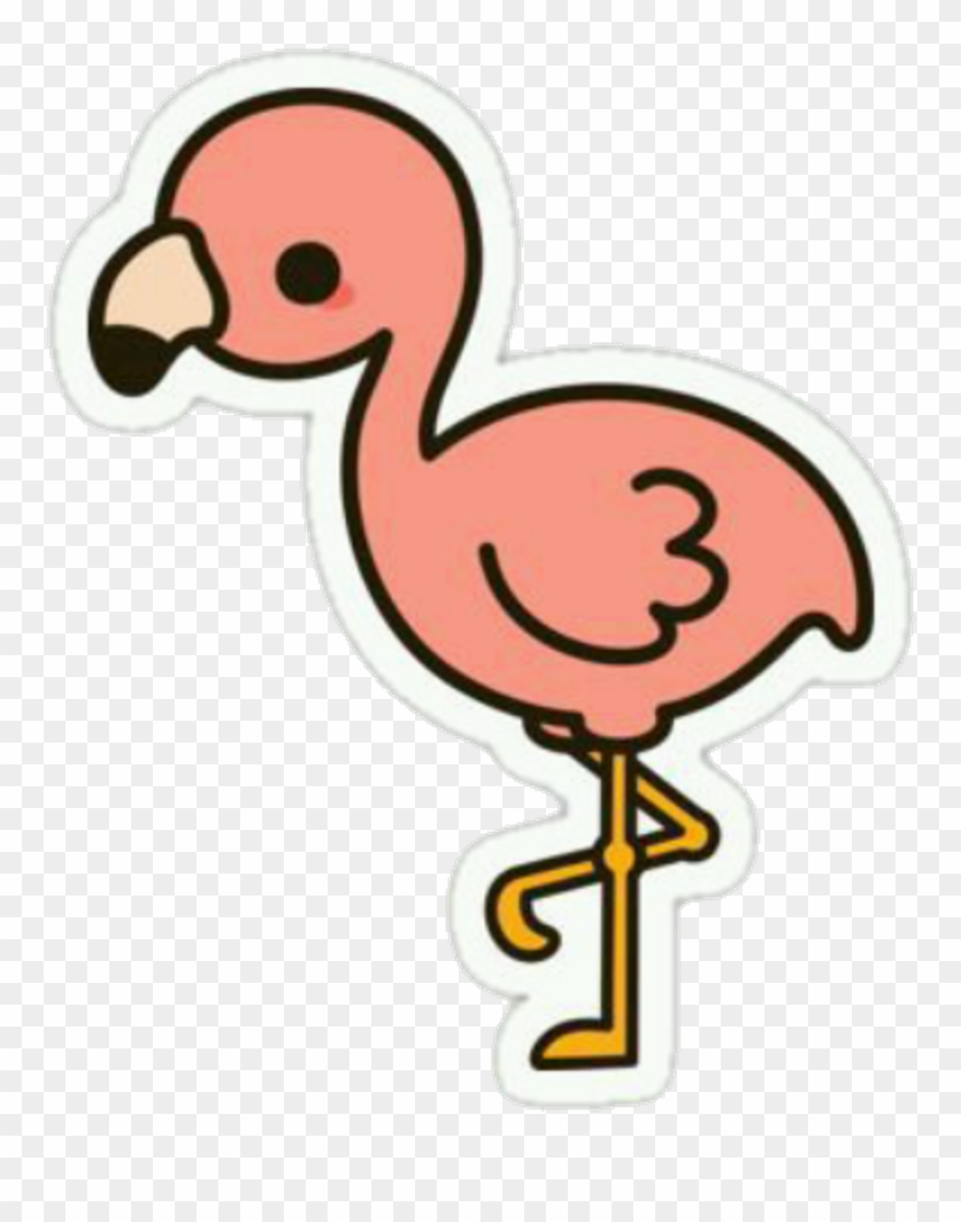 Kawaii Sticker - Cute Flamingos Clipart