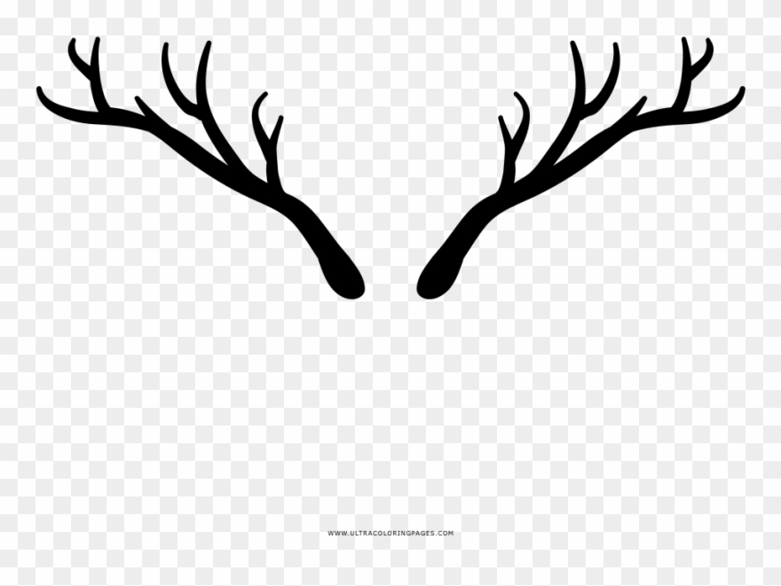 Deer Horns Coloring Page - Silhouette Clipart