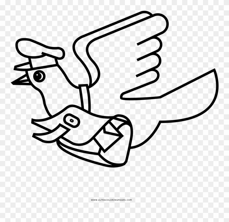 Pigeon Post Coloring Page - Line Art Clipart