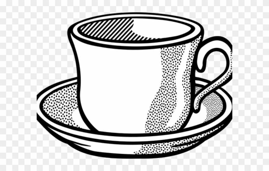 Saucer Clipart Line Drawing - Cup And Saucer Clipart - Png Download