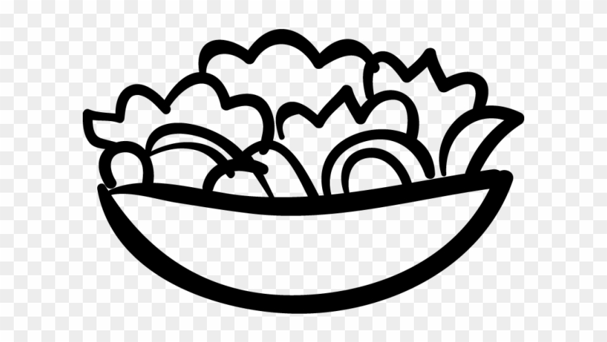 Salad Clipart Icon - Clipart Black And White A Bowl Of Salad - Png Download