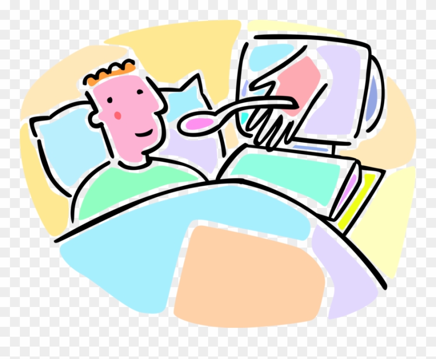 Vector Illustration Of Hospital Patient In Bed Receives Clipart