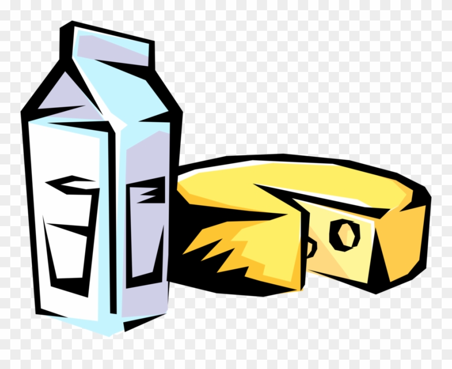 Vector Illustration Of Dairy Milk And Cheese Clipart