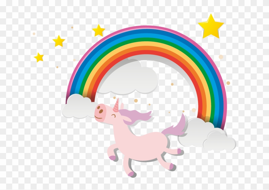 Fairy Bay Unicorn And Rainbow - Cartoon Clipart