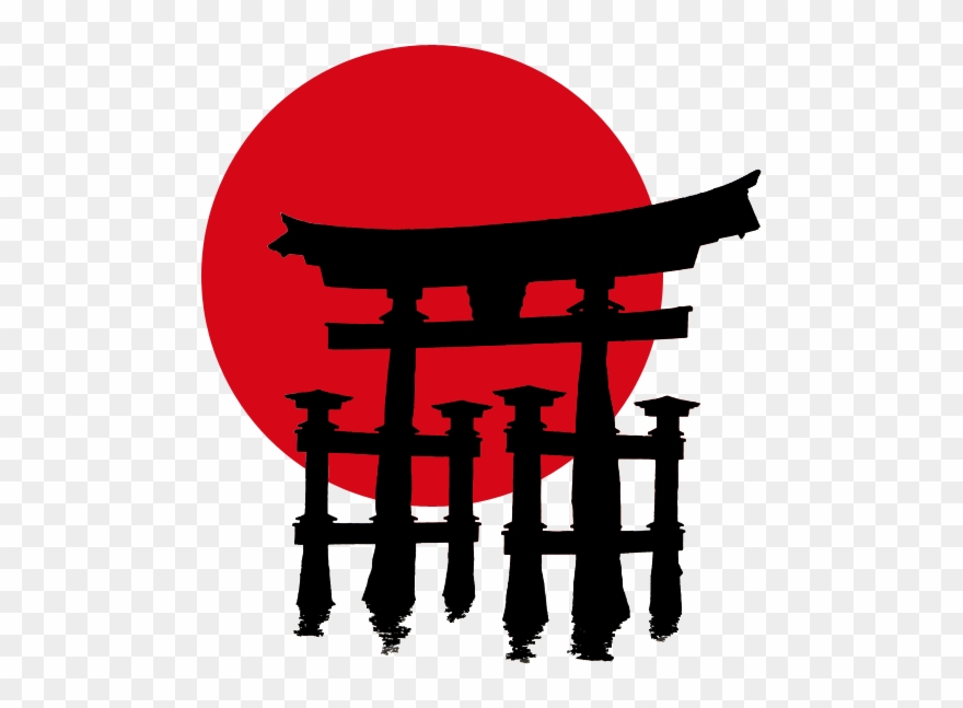Torii Silhouette Add Hinomaru - Itsukushima Shrine Clipart