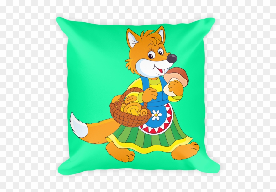 Cartoon Momma Fox With Mushrooms Decorative Throw Pillow - Картинки Лисичка Clipart