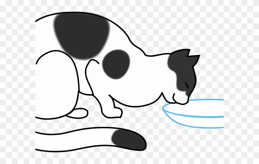 Milk Clipart Milk Drink - Cat Drinking Water Cartoon - Png Download