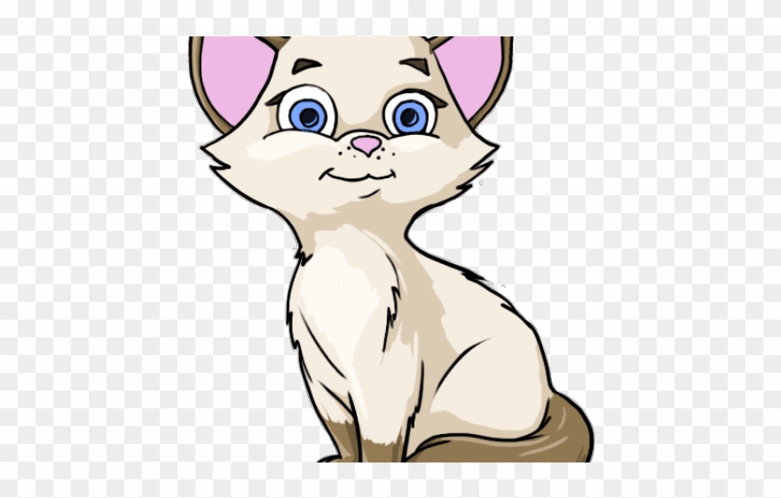 Siamese Cat Clipart Disney - Cat Drawing Cartoon Color - Png Download